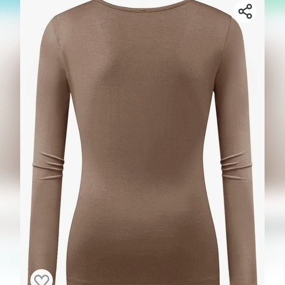 Beauhuty Women's Top Deep V Neck Slim Fitted Long Sleeves T-Shirt  NWT Size M - Picture 3 of 11